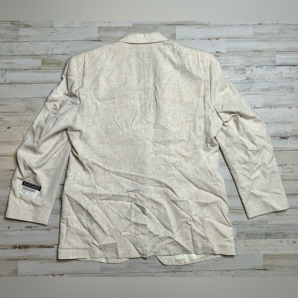 David Taylor blazer Rayon Polyester Linen blend Cream 48L NWT - Picture 7 of 12